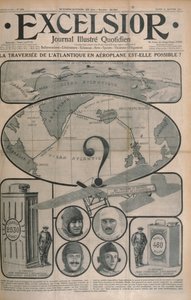 Is de Oversteek van de Atlantische Oceaan per Vliegtuig Mogelijk?, omslag van Excelsior magazine, 26 oktober 1914 door French School